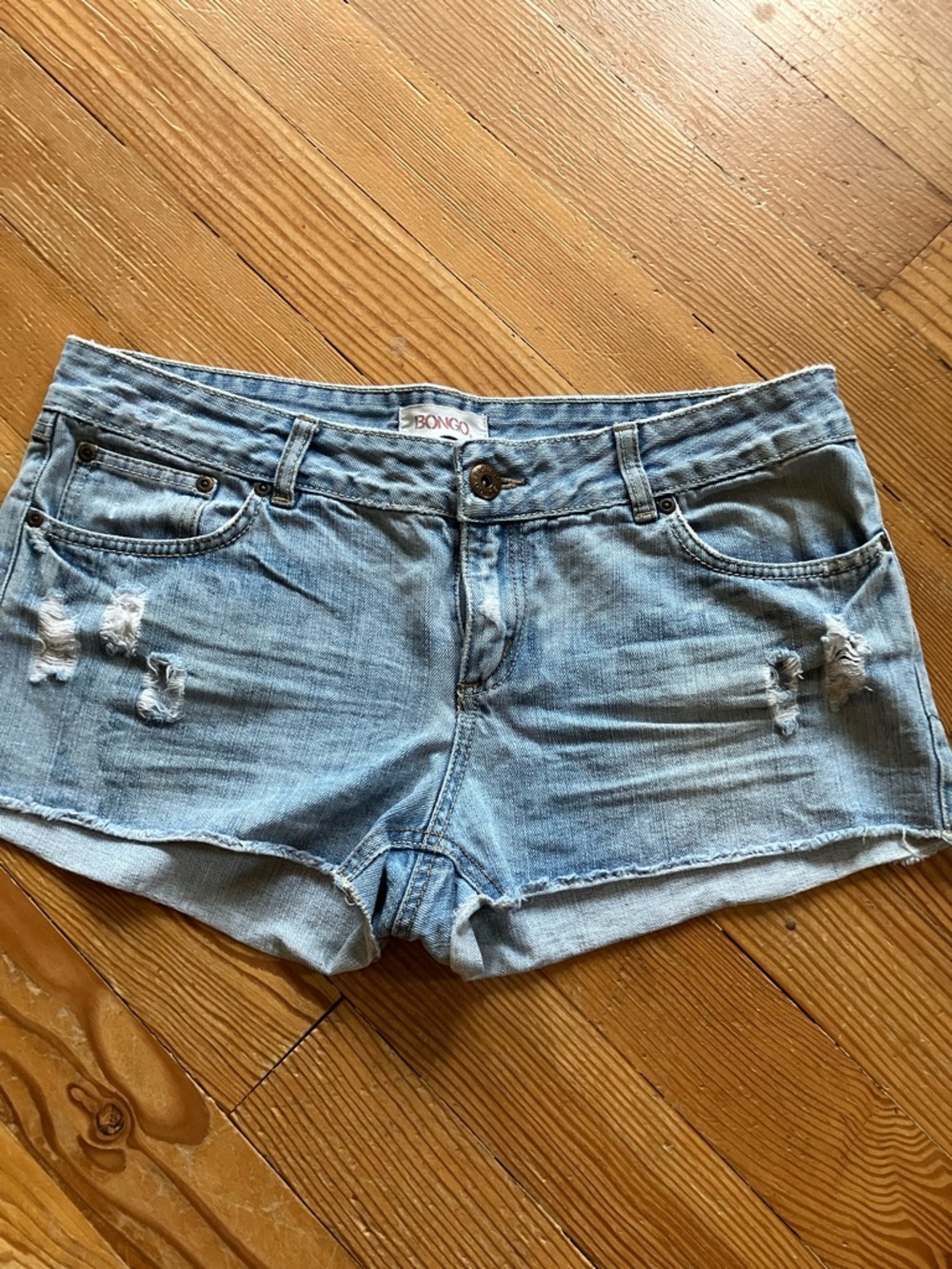 BONGO Light Blue Distressed Denim Jean Shorts for Women vintage